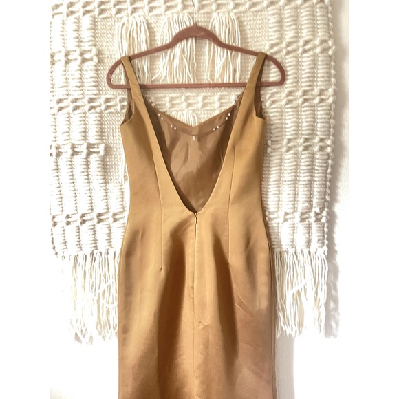 Vintage 90's Early 200's Allen Schwartz Desiree Silk Dress in Bronze - Picture 3 of 9